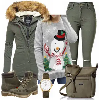Outfit mit Grau Winterpullover/Weihnachtspullover Viottiset "Marikoo"