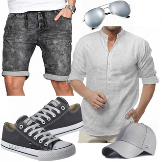 Outfit mit Grau Hemd/Bügelfreies Hemd COOFANDY "Freizeit Outfit"