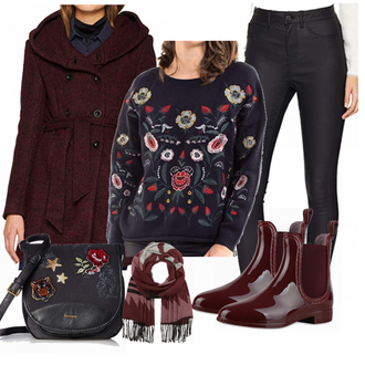 Outfit mit Schwarz Schultertasche Desigual "OnlyFloral"