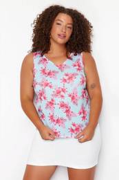 Curve Multi Color Single Jersey Knitted Plus Size Blouse