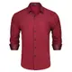 HISDERN Hemd Herren Burgundy Rot Freizeithemd Formelle Businesshemden Freizeithemden Langarm Hemd Klassisch Regular Fit Hemden M