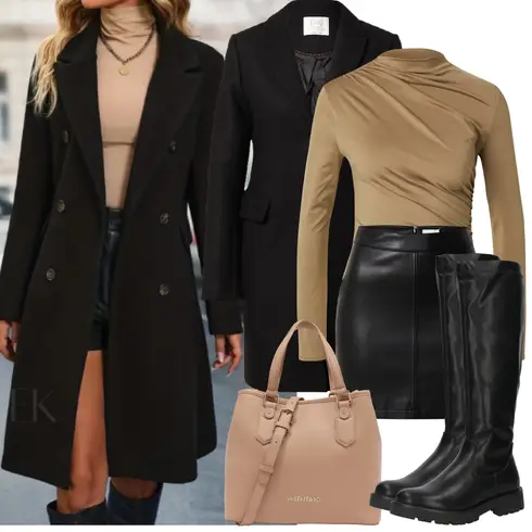 Comment poter Noir/Marron/Blanc Jupe en Similicuir/Jupe en Cuir/Jupe Mini en Cuir Leger by Lena Gercke avec Noir/Marron/Blanc Jupe en Similicuir/Jupe en Cuir/Jupe Mini en Cuir Leger by Lena Gercke