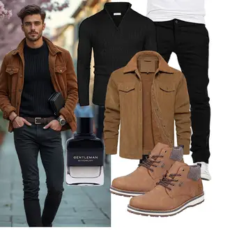 Stehkragen Outfit mit Schwarz COOFANDY "Freizeit Outfit"