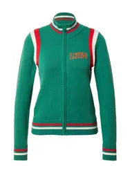 King Louie Strickjacke grün / pastellorange / rot / weiß