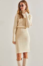 Women's Turtleneck Sweater Elastic Waist Dress