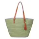 JOSEKO Stroh Handtasche, Sommer Strand Tasche Damen Schultertasche mit Ledergriffe Quaste Henkeltasche Frauen Strandtasche Crossbody Tasche Einkaufstasche Basttasche für Reise Täglicher(Grün)