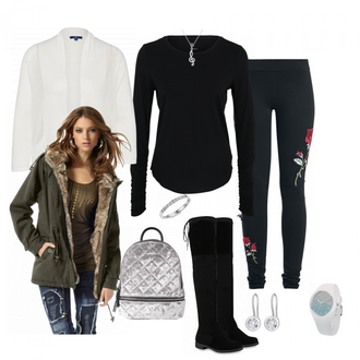 Elegant Outfit mit Schwarz Overknee Stiefel/Flache Overknee Stiefel Stiefelparadies "ImjustadreamerIdreammylifeaway"Look: Rad, Oversize, Overdressed, Casual, Premium, Unisex, Elegant, Schlichte