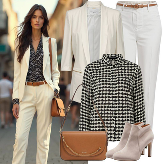 Tenues Chic avec Marron/Noir Grande Taille Blouse et Tunique/Chemisier Grande Taille/Top Chemisier/Chemisier avec Noeud/Chemisier à Manche Bouffante/Jouet pour enfant/Crash Blouse/Chemisier à Manches Longues/Chemisier à Motifs/Chemisier Ludique/Chemisier Imprimé Only, Blanc Blazer à Plume/Tricot Grande Taille misspap, Blanc/Crème Pantalon avec Fente/Pantalon en Mousseline/Pantalon Business/Pantalon de Costume/Pantalon Slim/Pantalon Froissé/Pantalon Taille Haute/Pantalon Droit/Pantalon Grande Taille Sisley "Look de Printemps"