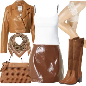 Gefütterte Outfit mit Braun/Orange Mantel/Crop Jacke/Kurzjacke/KunstLederjacke/Lederjacke/Vintage Lederjacke Abercrombie & Fitch "Perfekt fürs Büro"