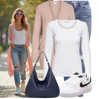 Kurz Outfit mit Blau/Weiß Sneaker Skateschuh/Vintage Sneaker/Sneaker Low Nike "Schönes Frühlingsoutfit"
