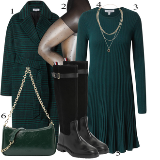 Zimske Outfiti Plemenita Dolga mit Zelena/Temno zelena Torba za čez ramo/Billfold/Mini torbica/Baguette torba "Zimski outfit"Look: Plemenita, Vintage