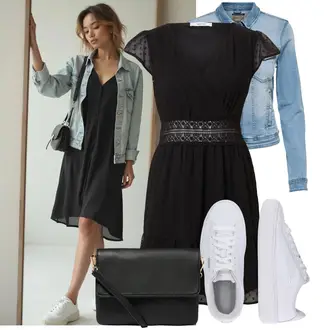 Outfit sa Crna Haljina Veći Broj About You "Moderna kombinacija za slobodno vrijeme"