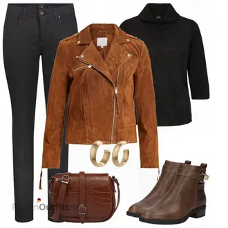 80er Outfit mit Braun/Dunkelbraun/Beige Klassischer Stiefel/Cowboystiefel/Gefütterte Stiefelette/Vintage Stiefel/Rahmengenähter Schuh/Leder Stiefelette/Lederjacke/Vintage Stiefelette/Reitstiefel/Chelsea Boot About You "Herbst Outfit in warmen Farben"Look: Uni, Western, Country Styl, Cowgirl, Schön, Duckfeet, 80er