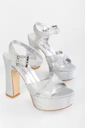 Women's Rhine Silver Roll-on Silvery Platform Heel Shoes