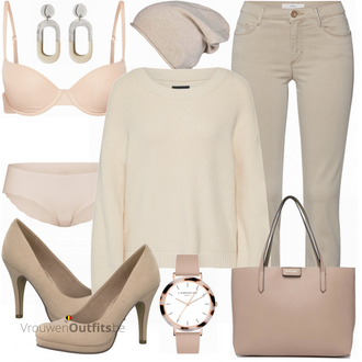 Outfit met beige Brax "Tamaris Hoge helmen"