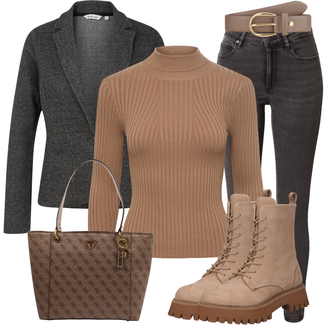 Outfit mit Hellgrau/Dunkelgrau/Khaki/Dunkelgrün/Grau/Braun Lederjacke/Ankle Boot/Biker Jeans/Cropped Jeans/High Waist Jeans/Jeans mit Schlitz/Push up Jeans/Slim Fit Jeans/Cuir Chaussures/Thermojeans/男士皮夹克/Winterjacke Armedangels "Perfekt für den Frühling"