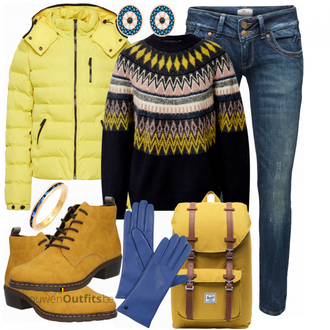 Outfit met geel Laars Rieker "Top Outfit voor de winter"