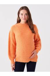 Crew Neck Plain Long Sleeve Maternity Knitwear Sweater