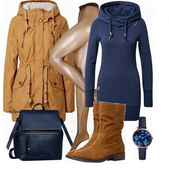 Outfit mit Beige/Braun/Rosa/Weiß Bikini große größe/Leggings Große Größe/Hose Große Größe Falke "Herbstlicher Look"