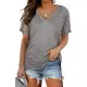 YANN T-Shirt Einfarbiges T-Shirt mit V-Ausschnitt und seitlichen Falten. (1-tlg)