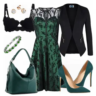 Outfit mit Dunkelgrün/Grün Fit & Flare Kleid/Ärmelloses Kleid/SkaterKleid/Gothic Kleid/Weihnachtskleid/Rock''n''roll Kleid/Cocktailkleid/Spitzenkleid/A-Linien Kleid Voodoo Vixen "VOODOO VIXEN"
