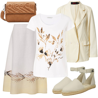 Outfit s Khaki/Bílá/Béžová/Žlutá/Oranžová misspap "Outfit na léto"