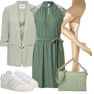 Outfit mit Grau/HellGrau/Beige/Grün/Khaki/Hellgrün Mantel/Tunika/Boyfriend Blazer/Lederjacke/Longblazer/Oversize Blazer/Kurzblazer/Lederjacke für Männer Only "Outfits für jeden Tag"