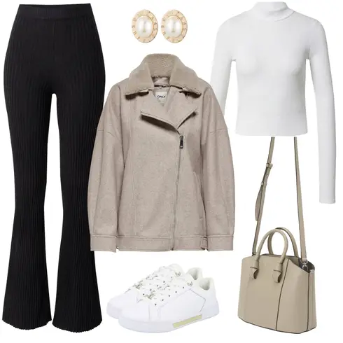 Beige Schultertasche/Rucksack/Accessoire/Schlaghose Furla kombinieren