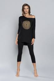 Pyjamas Mandala 3/4 sleeve, 3/4 legs - black