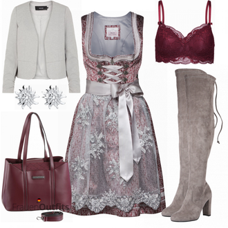 Outfit mit Grau/Hellgrau/Braun/Beige Overknee Stiefel/High Heels Stiefel/Kniehoher Stiefel/Leder Overknee Stiefel/Langer Stiefel/Spitzer Stiefel/Stiefel Mit Reißverschluss About You "Maria"