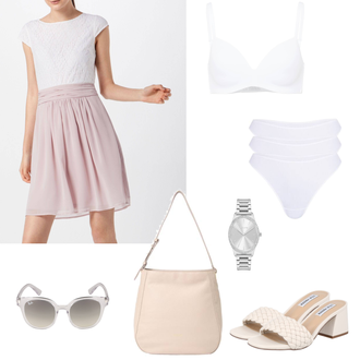 Outfit mit Weiß/Creme Balconette-Bh/Bustier/Minimizer-Bh/Gepolsterte BH/Push-Up-Bh/Entlastungs BH/Soft Bh/Durchsichtiger BH/Lederjacken für Männer/Triangel-BH/T-Shirt-Bh/Bügel-Bh/Bügel-BH/Bh Ohne Bügel Skiny "Verspielter Freizeitlook"