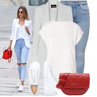 Kombinacije od trapera Niski Struk sa Svjetloplava/Plava Kožna Jakna/Kožne Cipele/High Waist Traperice/Slip-on Traperice/Traperice s Prorezom/Push-up Traperice Only "Jedinstveni outfit za slobodno vrijeme"