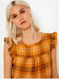 Orange plaid blouse - Ladies