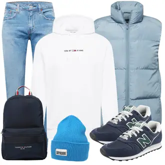 Gala Outfit mit Blau/Hellblau Leichte Weste/Lange Weste/Wendeweste/Puffer Weste/Ärmellose Weste/Daunenweste/Isolationsweste/Steppweste/Kurze Weste BURTON MENSWEAR LONDON "Freizeit Outfit"Look: Wasen, Konzert, Schule, Silvester, Gala