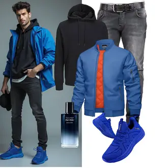 Stehkragen Outfit mit Blau/Hellblau/Pastell Jacke mit Seitlichem Reißverschluss/Trachtenstrickjacke/Wendejacke/Collegejacke/Fliegerjacke/Bomberjacke KEFITEVD "Freizeit Outfit"