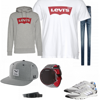 Outfit mit Weiß/Grau Hemd levi's "SportsLifestyle"