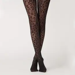 1 Pair, Women's Sexy Leopard Print Black Tights, Stylish Pantyhose For Fashion