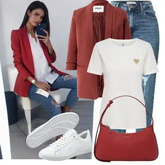 Jeans Outfits mit Rot/Dunkelrot/Bordeaux/Rosa/Lila Mantel/Tunika/Anzug BlusenBlazer/Boyfriend Blazer/Lederjacke/Eleganter Blazer/LongBlazer/Oversize Blazer/Lederjacke für Männer Only "Summer Outfits"