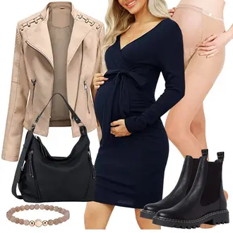 Hochzeitsgast Outfits Schwangerschafts mit Rosa Relaxsan, Beige/Khaki/Braun Generic, Dunkelblau/Blau KOJOOIN "Tooles Schwangerschafts Outfit"