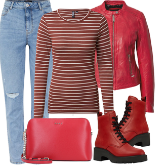 Outfit mit Rot Stiefel Camper "Cooles Alltagsoutfit"