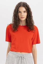 Boxy Fit Crew Neck Combed Cotton Basic Short Sleeve T-Shirt
