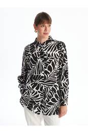 Lw - Judge Collar Patterned Long Sleeve Women's Tunic