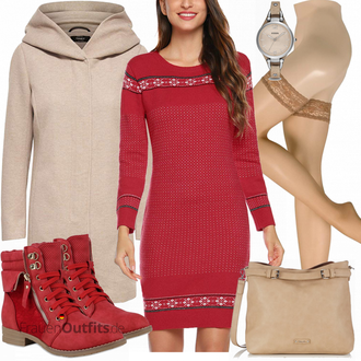 Trachten Outfit mit Beige/Braun/Khaki/Grau Kapuzenmantel/Kaschmir Mantel/Lodenmantel/Leichter Mantel/Wintermantel Wollmantel/Strickmantel/Wollfleece Mantel/Strickfleece Mantel Only "Abollria Damen"Look: Overdressed, Smart Casual, Kuschel, Casual, Trachten, 60er, Edel, Uni, Mom, Old Money, Maritim, Moderne