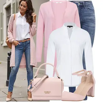 Outfit sa Plava/Svjetloplava Kožna Jakna/Push-up Traperice/Zimska jakna/Bikerske Traperice/Kožne Cipele/Slip-on Traperice/Termo Traperice/Traperice s Prorezom/High Waist Traperice Only "Moderni outfit za proljeće"