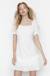 Ecru Flywheel Brode Dress