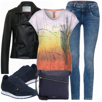 Outfit mit Schwarz Schuh Sneaker WODEN "Cooler Look für den Frühling"