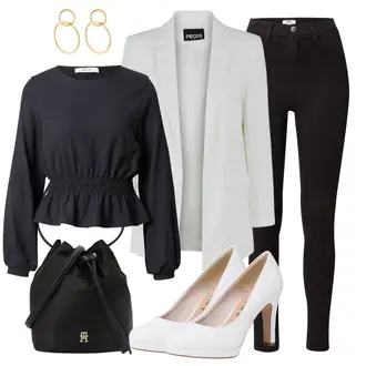 Jeans Outfits mit Grau/Beige/Creme/Weiß/Khaki/Hellblau/Hellgrün Mantel/Anzug Boyfriend Blazer/Lässiger Blazer/Lederjacke/Eleganter Blazer/LongBlazer/Oversize Blazer/KurzBlazer/Lederjacke für Männer Pieces "Stylischer Bürolook"