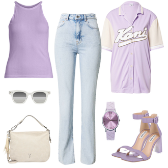 Outfit mit Grau Bluse Karl Kani "Trendiger Freizeitlook"