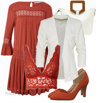Outfit mit Rot High Heel Tamaris "Cooler Look für den Frühling"