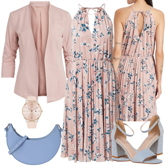 Abend Outfits Casual mit Hellblau Sandalette/Sandalen Mit Blockabsatz/Bequemer Pump/Mary Jane Schuh/Sandalen Mit Absatz/Spangenschuh/Sommer Schuh About You "Abend Outfit"Look: Uni, Casual, Schick, Edel, Coole, Elegant, GoGo, Vintage